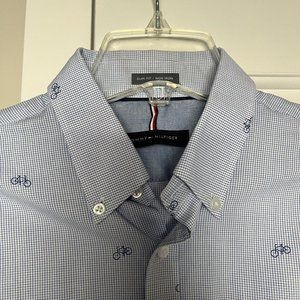 TOMMY HILFIGER Slim Fit Non-Iron Dress Shirt Neck 15.5 in, 34/35